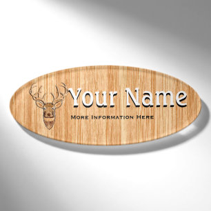 Weißer Schwanz Hirschkopf Holzkörner Druckfarbe Namenschild