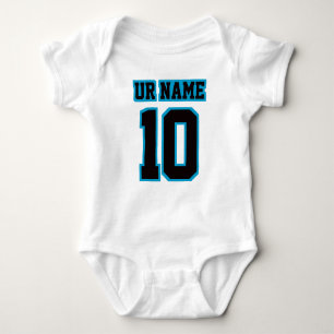 WEISSER SCHWARZER BLAUER Seitenfußball Jersey des Baby Strampler