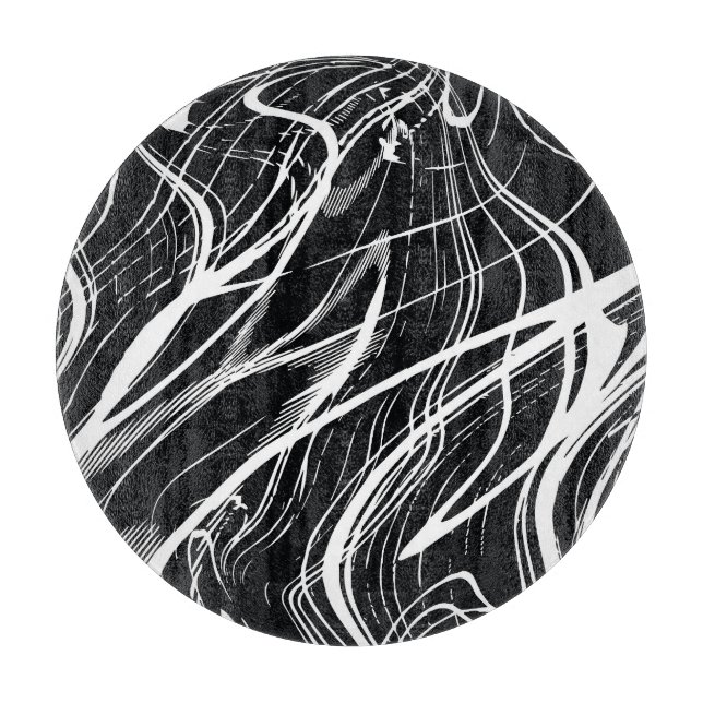 Weißer schwarzer Marmor: Abstrakt Vintag Schneidebrett (Vorderseite)