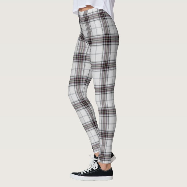 Weißer schwarzer roter Tartan kariert Leggings (Links)