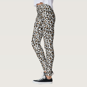 Weißer, schwarzer und brauner Leopard punktiert, Leggings