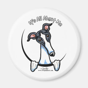Weißer schwarzer Windhund IAAM Magnet
