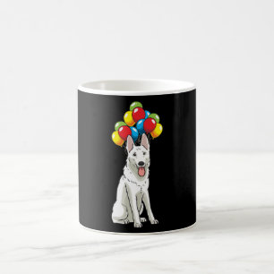 Weißer Schweizer Hirte mit Ballons-Geschenk Kaffeetasse