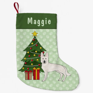 Weißer Schweizer Schäferhund Süßer Hund Grüner Wei Kleiner Weihnachtsstrumpf