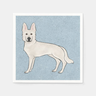 Weißer Schweizer Schäferhund Weißer GSD Cartoon-Hu Serviette