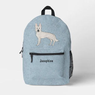 Weisser Schweizer Schäferhund Weißer GSD mit indiv Bedruckter Rucksack