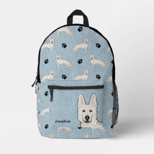 Weißer Schweizer Schäferhund Weißer GSD Süßer Hund Bedruckter Rucksack