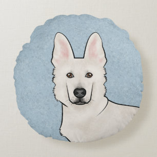 Weißer Schweizer Schäferhund Weißer GSD Süßer Hund Rundes Kissen