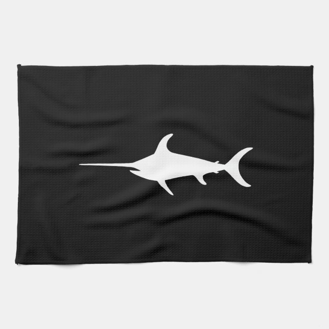 Weißer Schwertfisch Geschirrtuch (Horizontal)