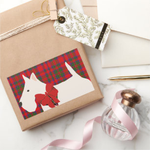 Weißer Scottish Terrier Tartan  Rechteckiger Aufkleber