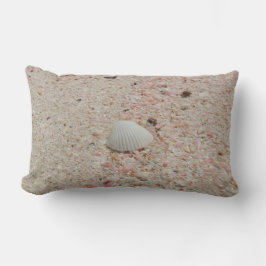 Weißer Seashell und rosa Sand-Strand-Kissen Lendenkissen
