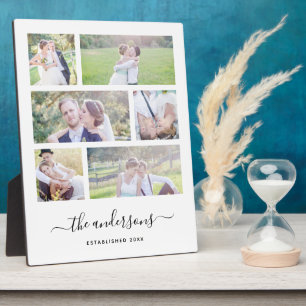 Weißer Sechser-Fotocollage Familienname Kalligrafi Fotoplatte