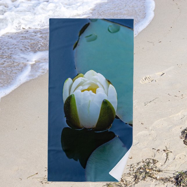 Weißer Seerosen im Teich, Naturfotografie Strandtuch (Von Creator hochgeladen)