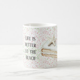 Weißer Seesternkuchen Rosa Grüne Konfetti Kaffeetasse