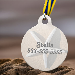 Weißer Seeteufel auf dem Strand Sand weich beige T Haustiermarke