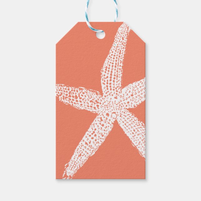 Weißer Seeteufel Muster Lachs Rosa Orange Cool Geschenkanhänger (Vorderseite)