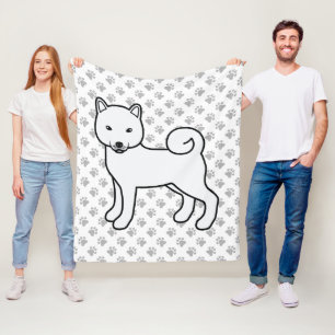 Weißer Shiba-Inu-Niedlicher Cartoon-Hund und Paare Fleecedecke