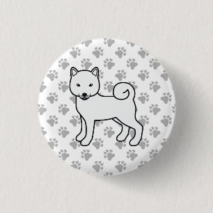 Weißer Shiba Inu Süßer Cartoon-Hund & Pfoten Button