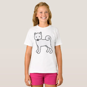 Weißer Shiba Inu Süßer Cartoon-Hund T-Shirt