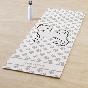Weißer Shiba Inu Süßer Hund Mit Pfoten & Name Yogamatte