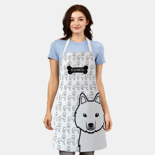 Weißer Siberian Husky Süßer Cartoon-Hund & Name Schürze