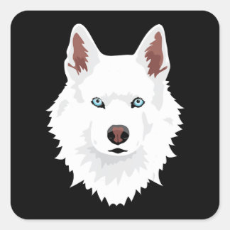 Weißer Siberischer Husky-Hund - Weißer Schneehund Quadratischer Aufkleber