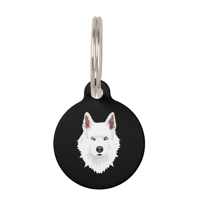 Weißer Siberischer Husky-Kanal - Weißer Schneehund Haustiermarke (Vorderseite)