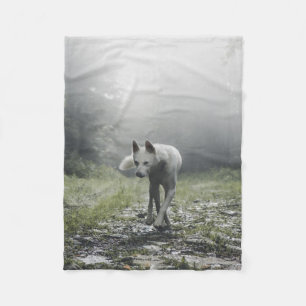 Weißer Sibirischer Husky Fleecedecke