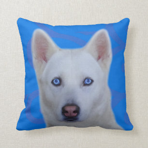 Weißer sibirischer Husky Kissen