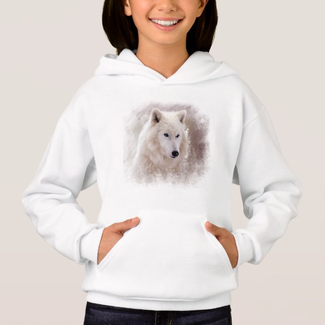 WEISSER SIBIRISCHER SCHLITTENHUND HOODIE (Vorderseite)