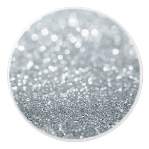 Weißer Silber Glitter Bokeh Glam Trendy Funkeln Keramikknauf
