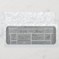 Weißer Silber Glitzer Sparkle VIP Ticket Hochzeit
