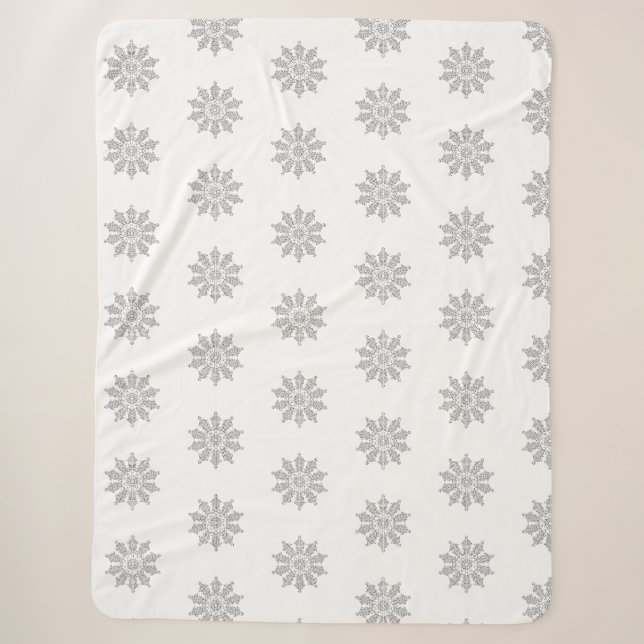 Weißer Snowboardtuch mit Schneeflocken Sherpadecke (Vorderseite)
