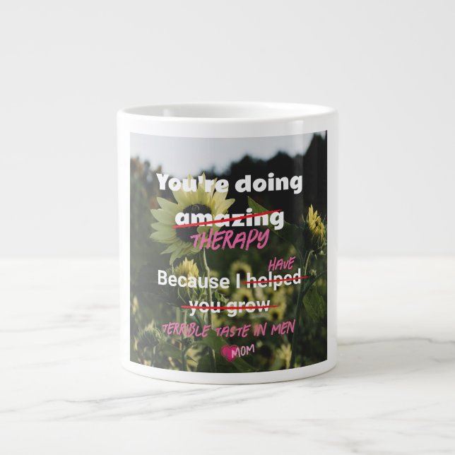 Weißer Sonnenblumenkaffee Tasse Mama Sonnenschein (Vorderseite)