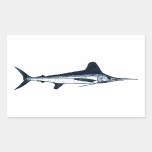 Weißer Speerfisch-Logo Rechteckiger Aufkleber