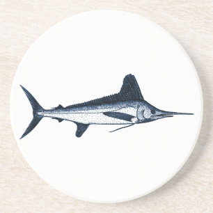 Weißer Speerfisch-Logo Untersetzer