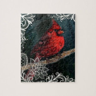 Weißer Spitz Primitive Weihnachts Roter Kardinal