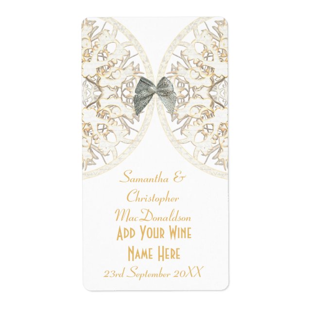 Weißer Spitzenpapercut Damask Hochzeitswein (Vorne)
