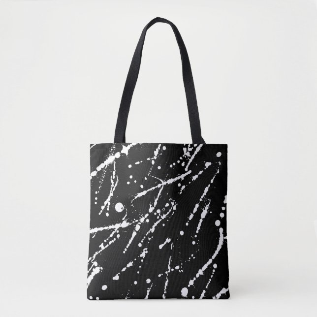 Weißer Spritzer auf schwarzem abstrakt Tasche (Vorderseite)