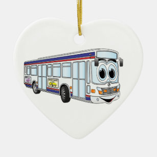 Weißer Stadt-Bus-Cartoon Keramik Ornament