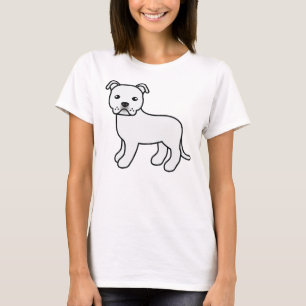 Weißer Staffordshire Bull Terrier Cartoon-Hund T-Shirt