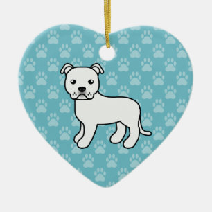 Weißer Staffordshire Bull Terrier Hund auf Blau Keramikornament