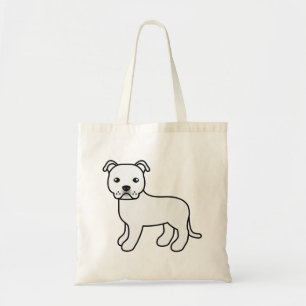 Weißer Staffordshire Bull Terrier Süßer Cartoon-Hu Tragetasche