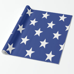 Weißer Stern auf blauem Hintergrund Geschenkpapier