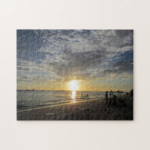 weißer Strand Sonnenuntergang