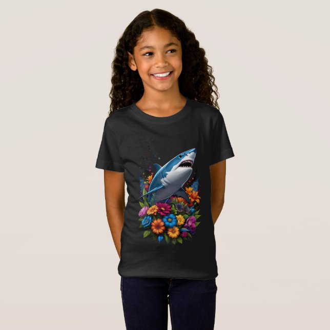 Weißer T - Shirt mit Blumenmuster (Vorne ganz)