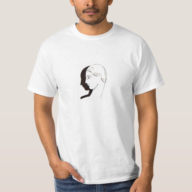Weißer T - Shirt mit Kunst-Dekoartgesicht (Vorderseite)