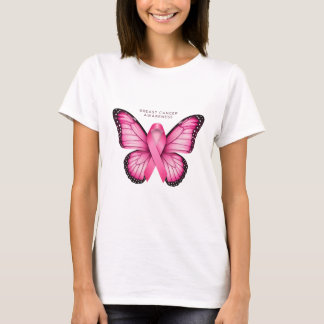 Weißer T - Shirt mit rosa Schmetterling Grafik