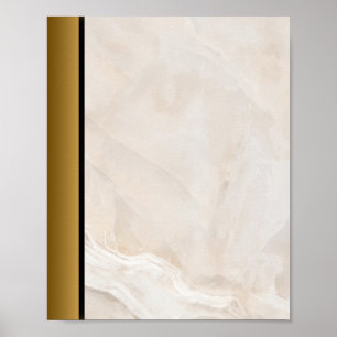 Weißer Tan Marmorstein / Schwarze Goldrand Kunst Poster
