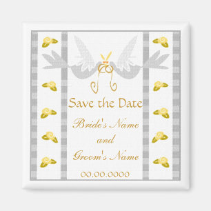 Weißer Tauben-Save the Date Gastgeschenk Hochzeits Magnet